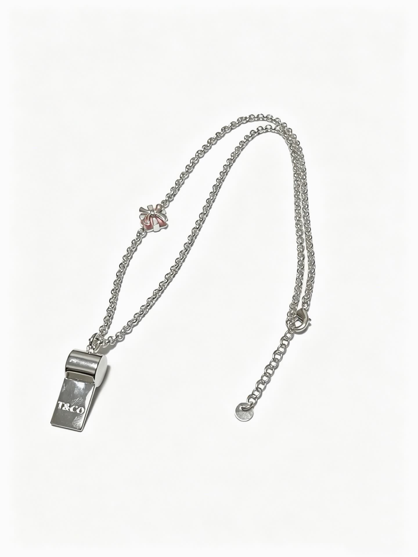 Tiffany & Co. Blue Enamel Tag Pendant Necklace